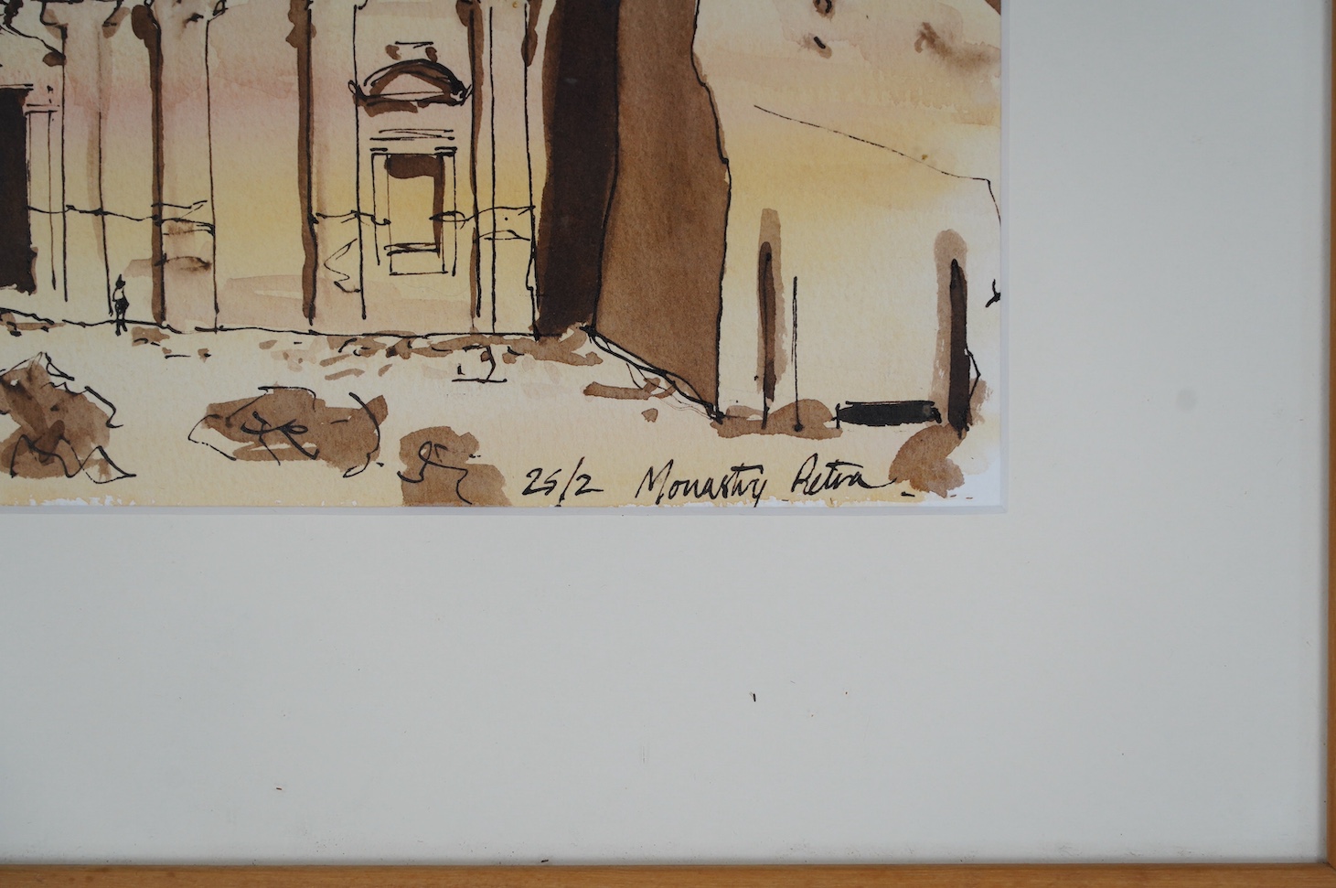 From the Studio of Fred Cuming. Lincoln Taber (1941-1989) pencil and ink, 'Petra, Jordan', inscribed and dated 25/2, 20 x 28cm. Condition - good